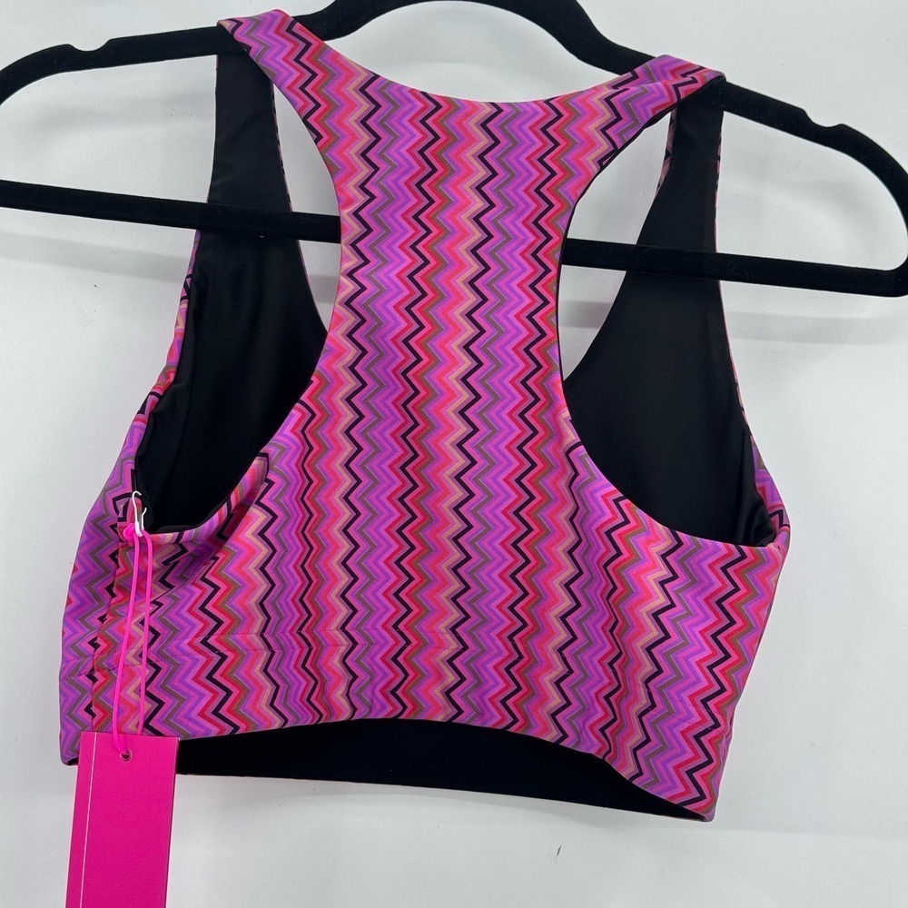 Terez Duo Knit Magenta Zig Zag Sports Bra Racerback Pink Size M NWT - Picture 6 of 12